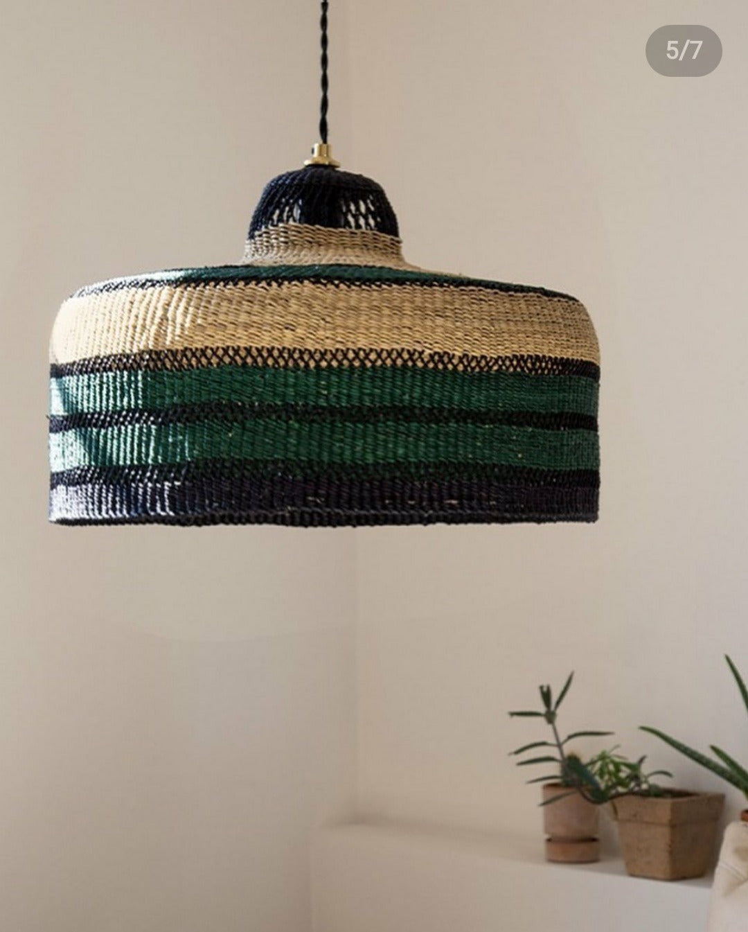 Green, Black, Natural Brown Pendant Shade Lampshade