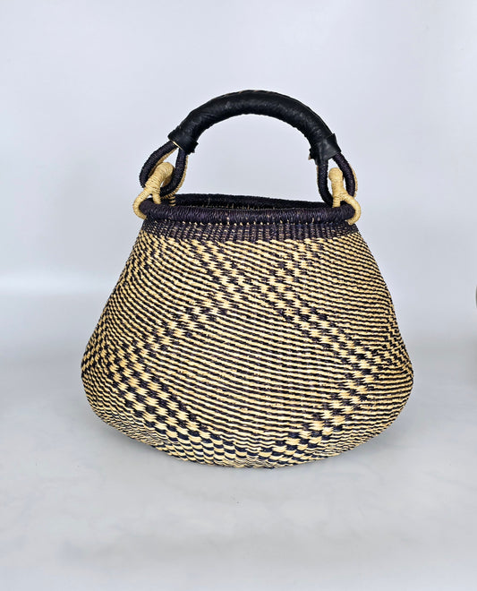 Panier de rangement pour pot noir et marron naturel