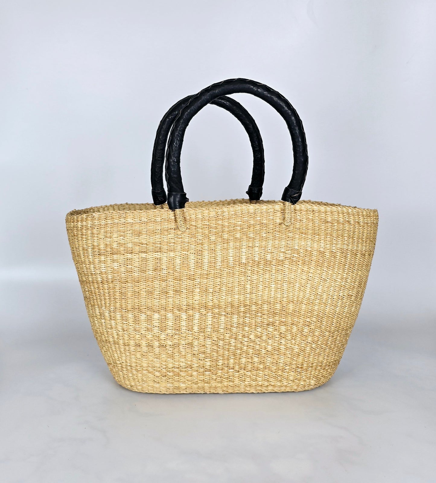 Natural Brown Open Weave Bolga Tote Beach Bag