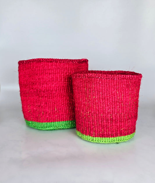 Watermelon Handwoven Sisal Basket