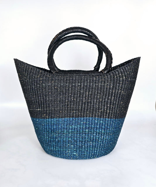 Dark Ocean Open Weave Bolga Tote Beach Bag