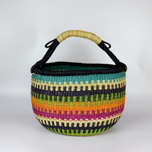 Rainbow Round Bolga Shopper Basket