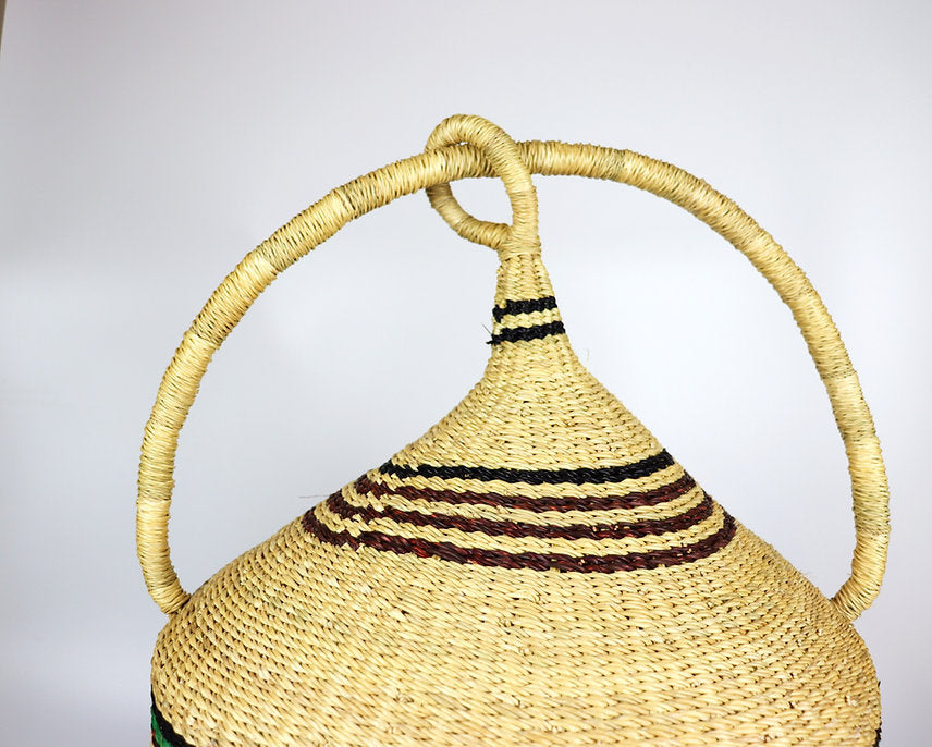 Green, Brown, Black Handwoven Cat Basket