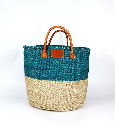 Till and Natural Brown Handwoven Sisal Basket