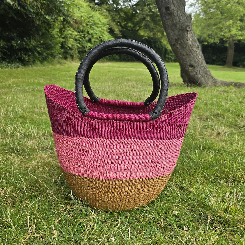 Pink shades Open Weave Bolga Tote Beach Bag