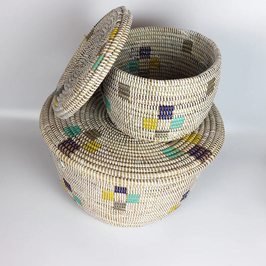 Ensemble de paniers de rangement tissés sénégalais