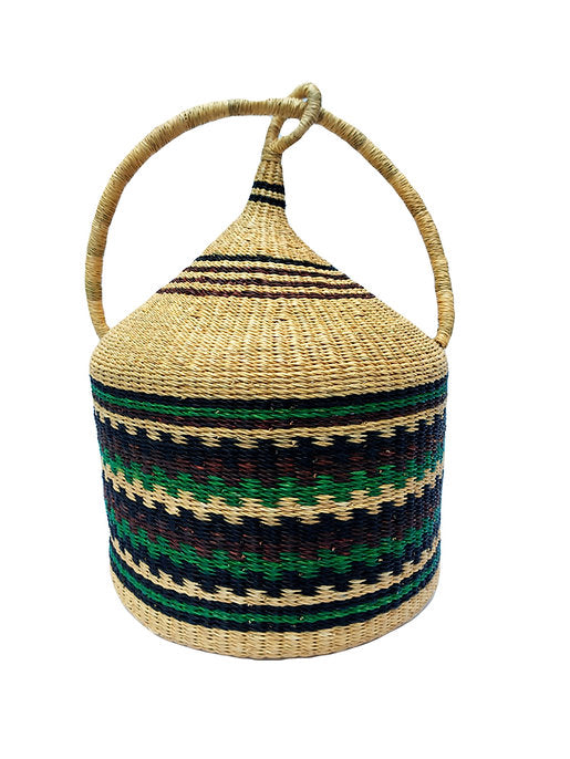 Green, Brown, Black Handwoven Cat Basket