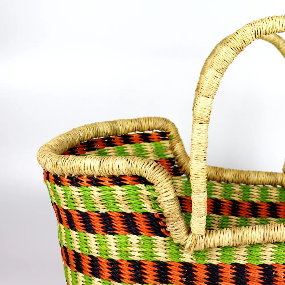 SHIMAYA - Orange, Lime Green, Natural Brown Doll Moses Basket