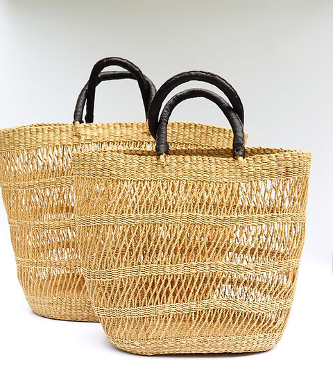 Natural Brown Net Open Weave Bolga Tote Bag