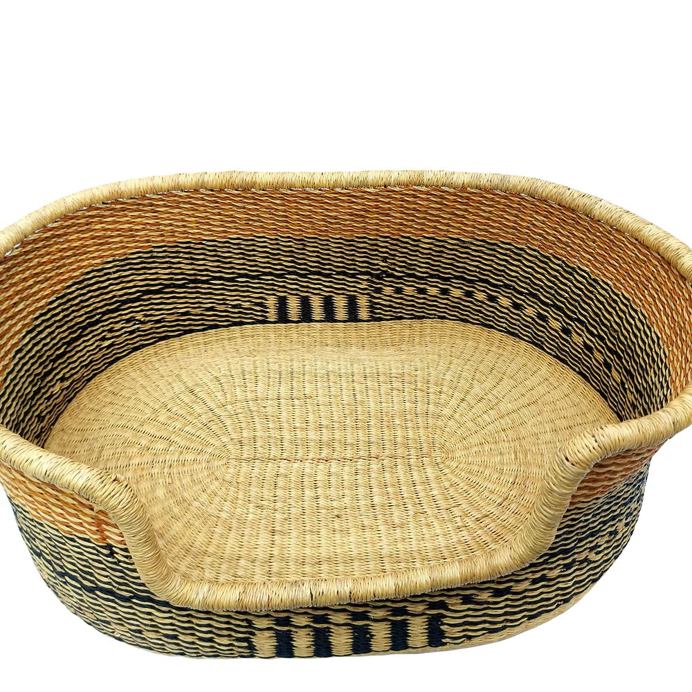 Panier pour chien orange, noir et naturel