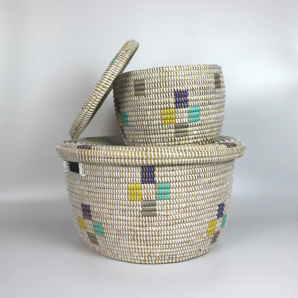 Ensemble de paniers de rangement tissés sénégalais