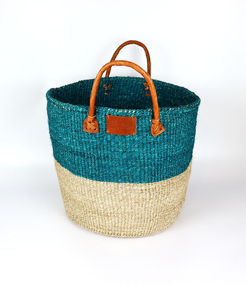 Till and Natural Brown Handwoven Sisal Basket