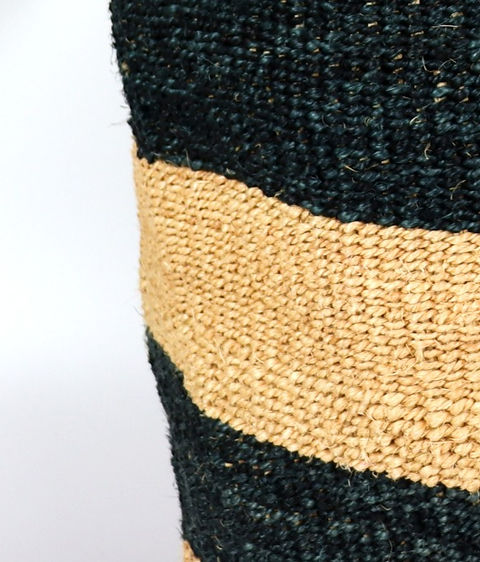 Black & Natural Brown Stripes Handwoven Sisal Basket