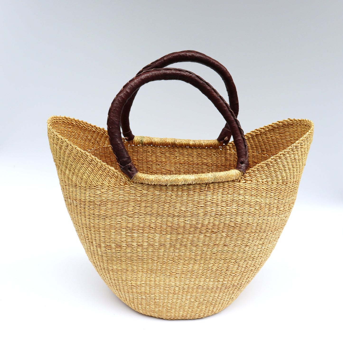 Natural Brown Open Weave Bolga Tote Beach Bag