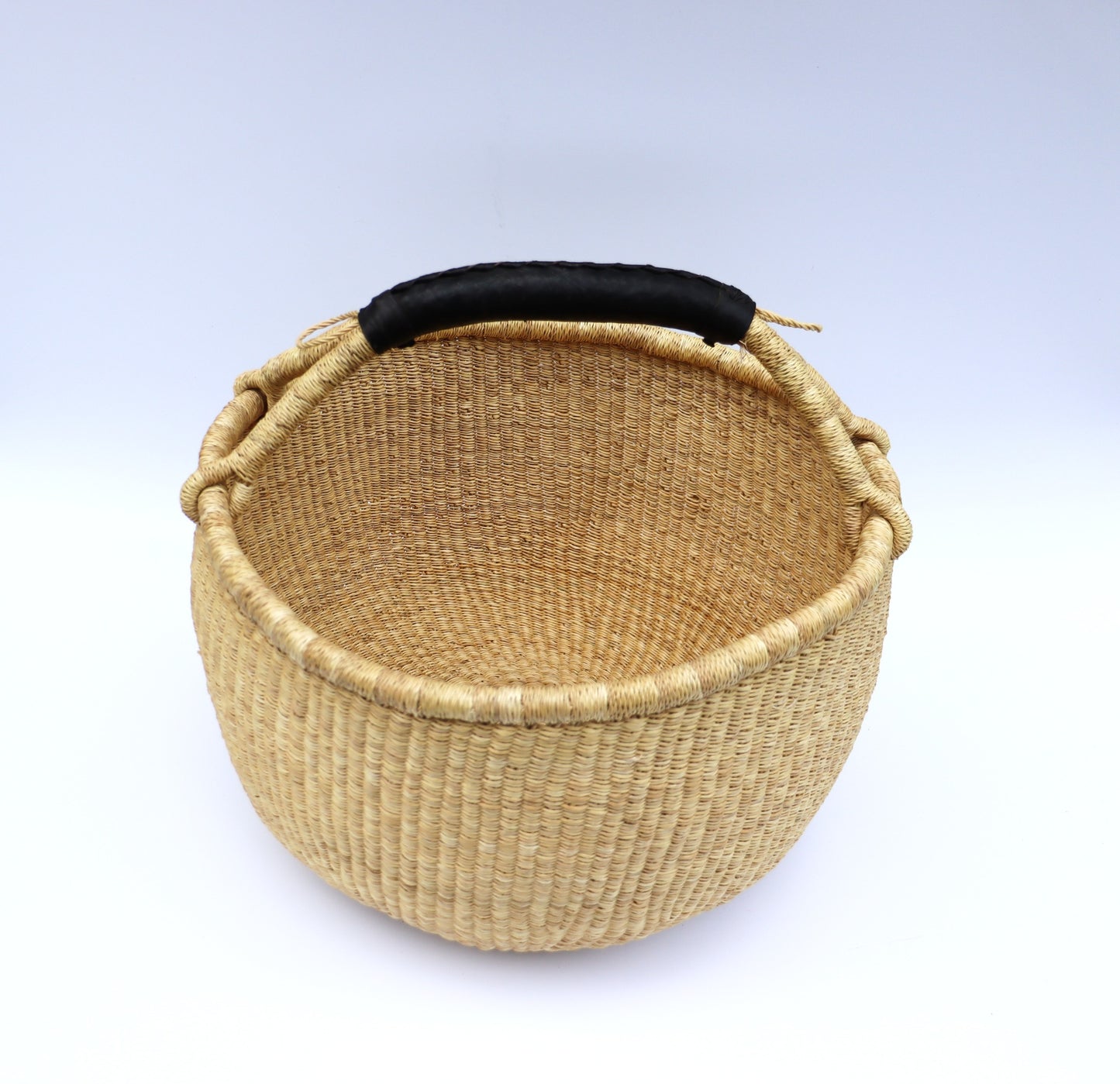 Natural Brown Round Bolga Shopper Basket