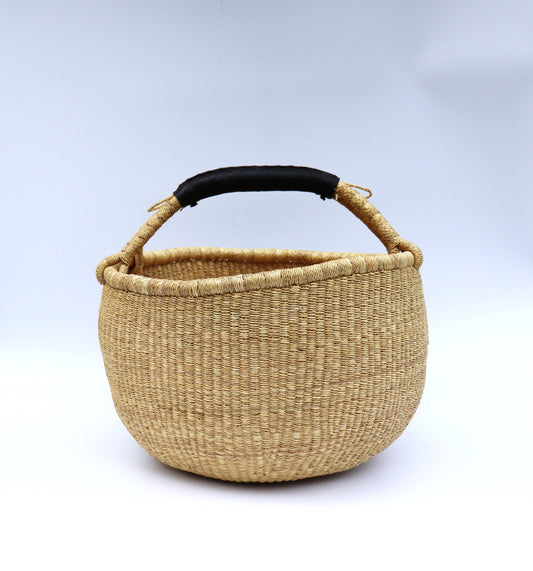 Natural Brown Round Bolga Shopper Basket