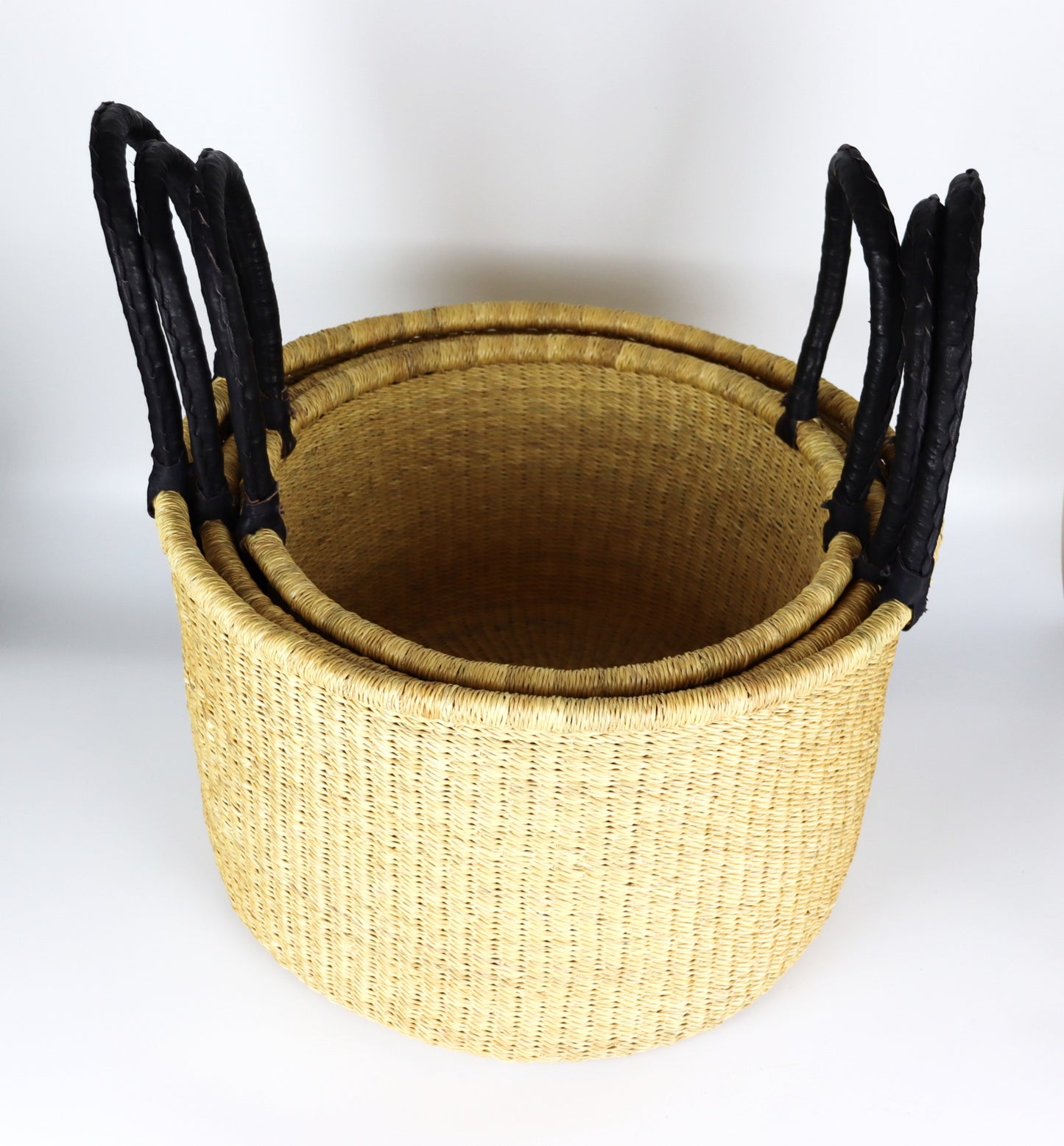 Natural Brown Round Laundry Log basket