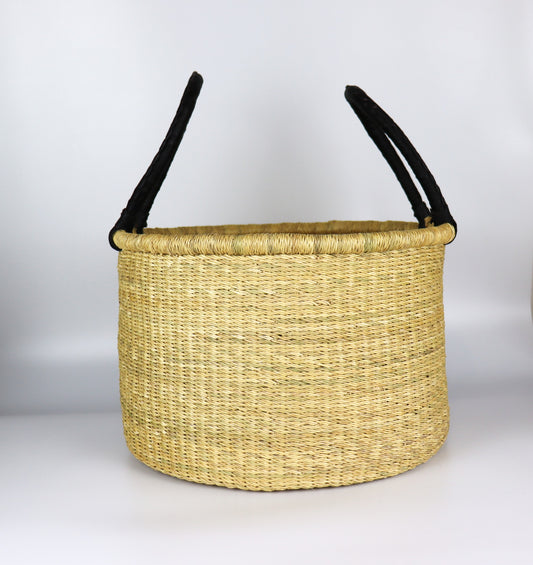 Natural Brown Round Laundry Log basket