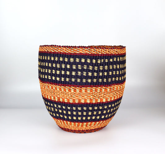 Orange, Black, Natural Brown Planter Basket