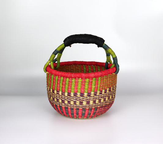 Natural Brown Mini Round Bolga Basket