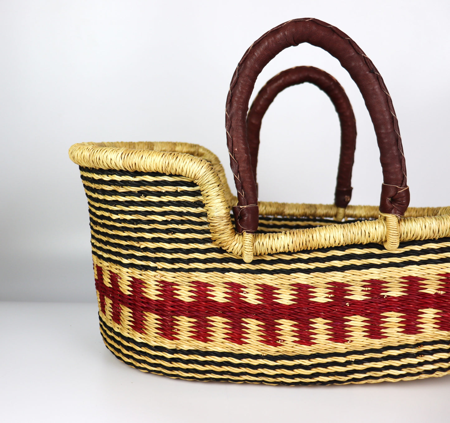 SIELIMA-Burgundy, Natural Brown Doll Moses Basket