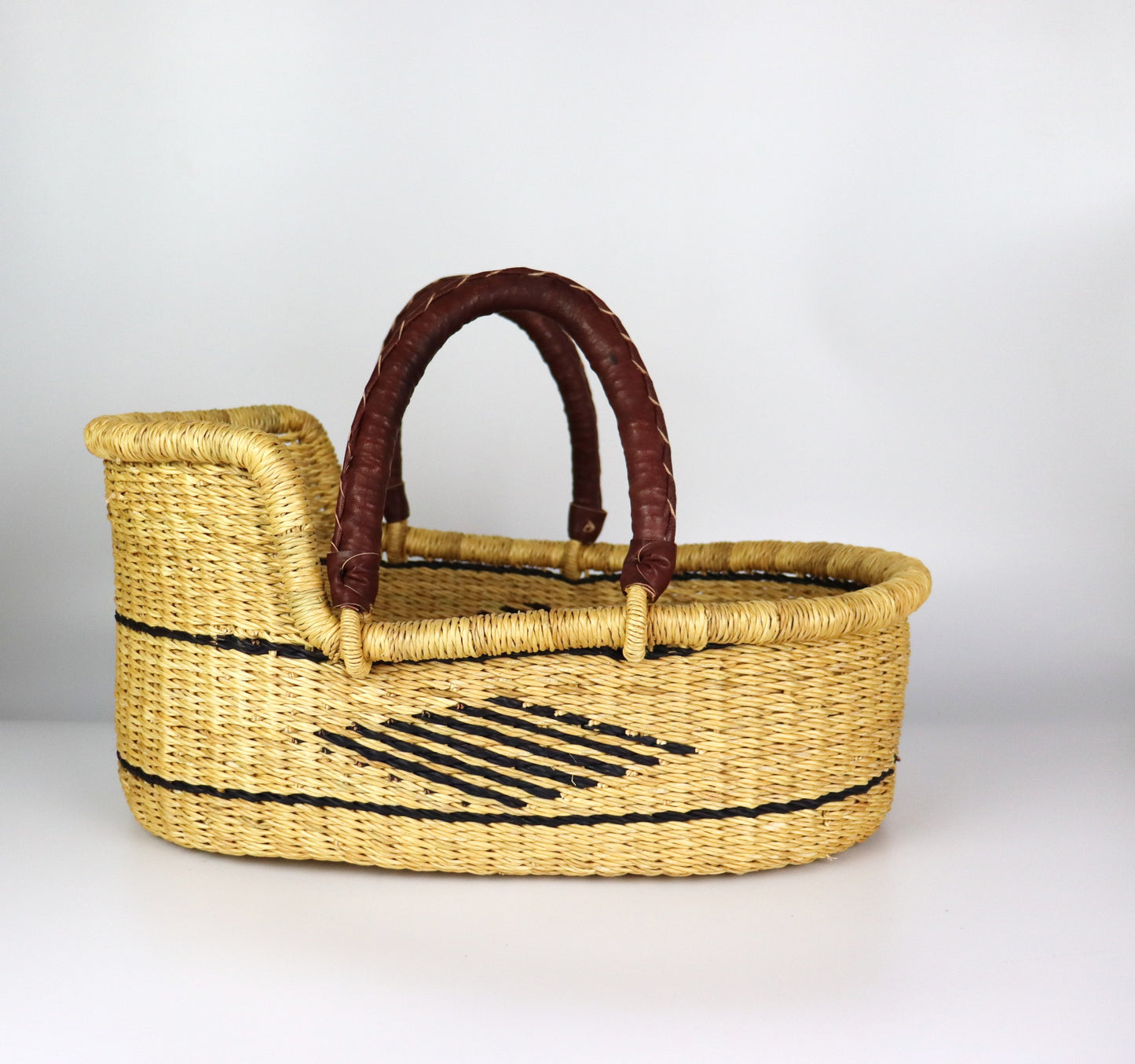 Natural Brown, Black Stripes Doll Moses Basket