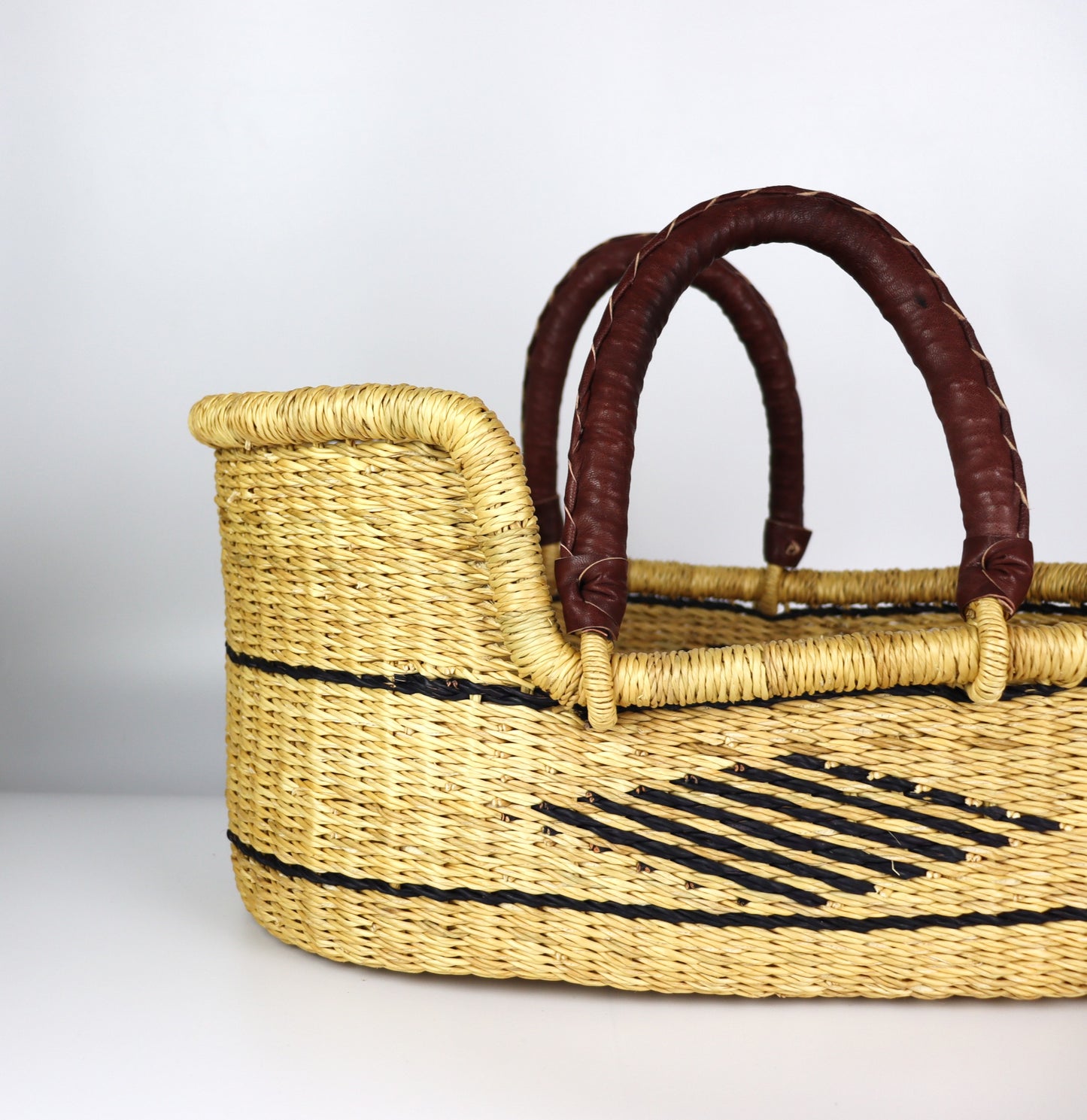 Natural Brown, Black Stripes Doll Moses Basket