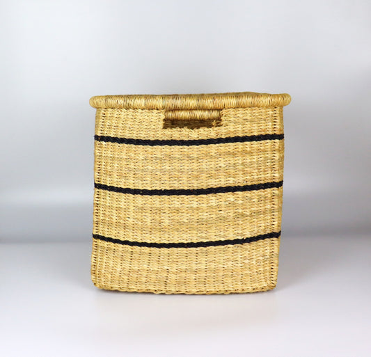 Natural Brown & Black stripes Rectangle Storage Basket