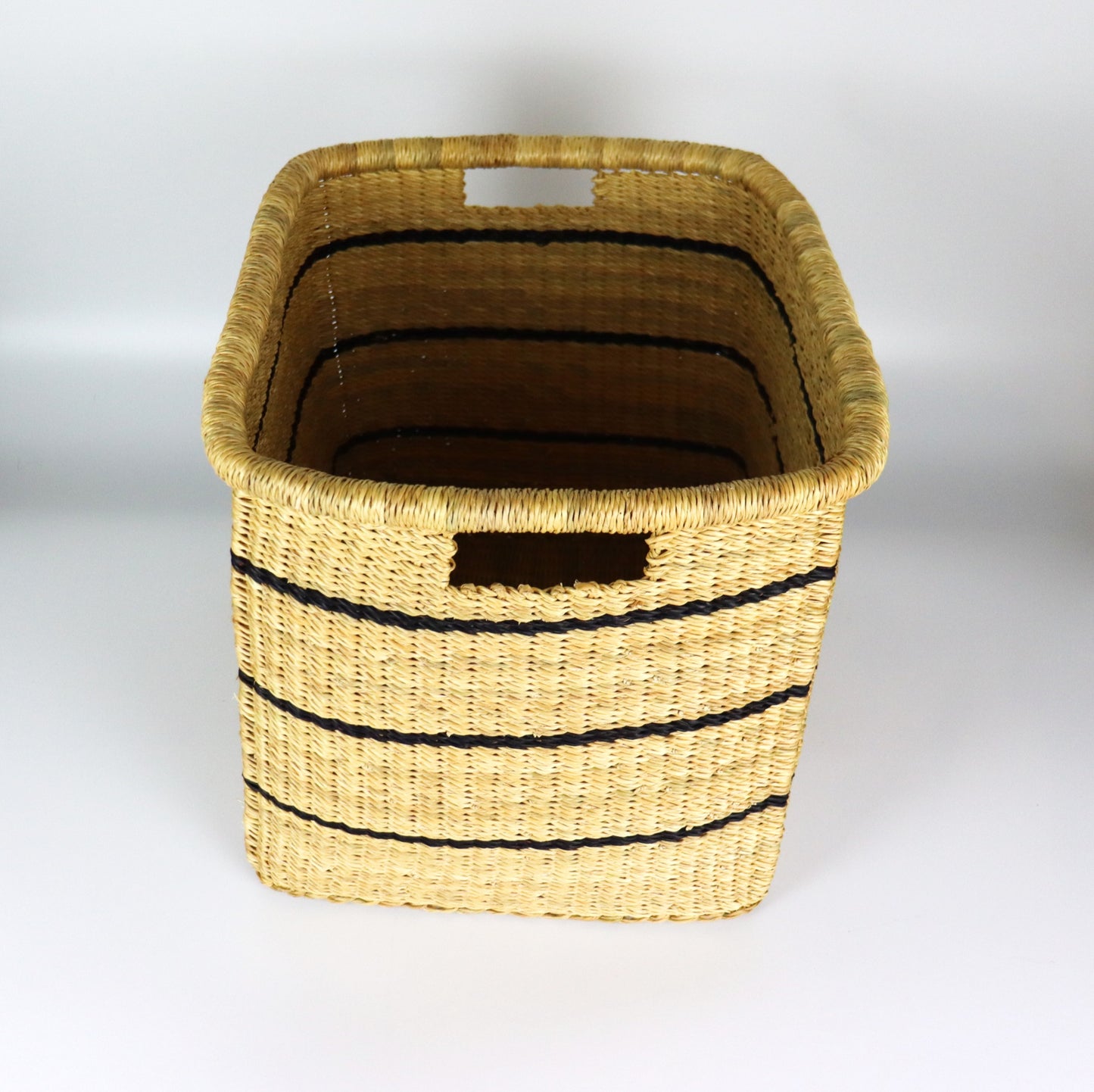 Natural Brown & Black stripes Rectangle Storage Basket