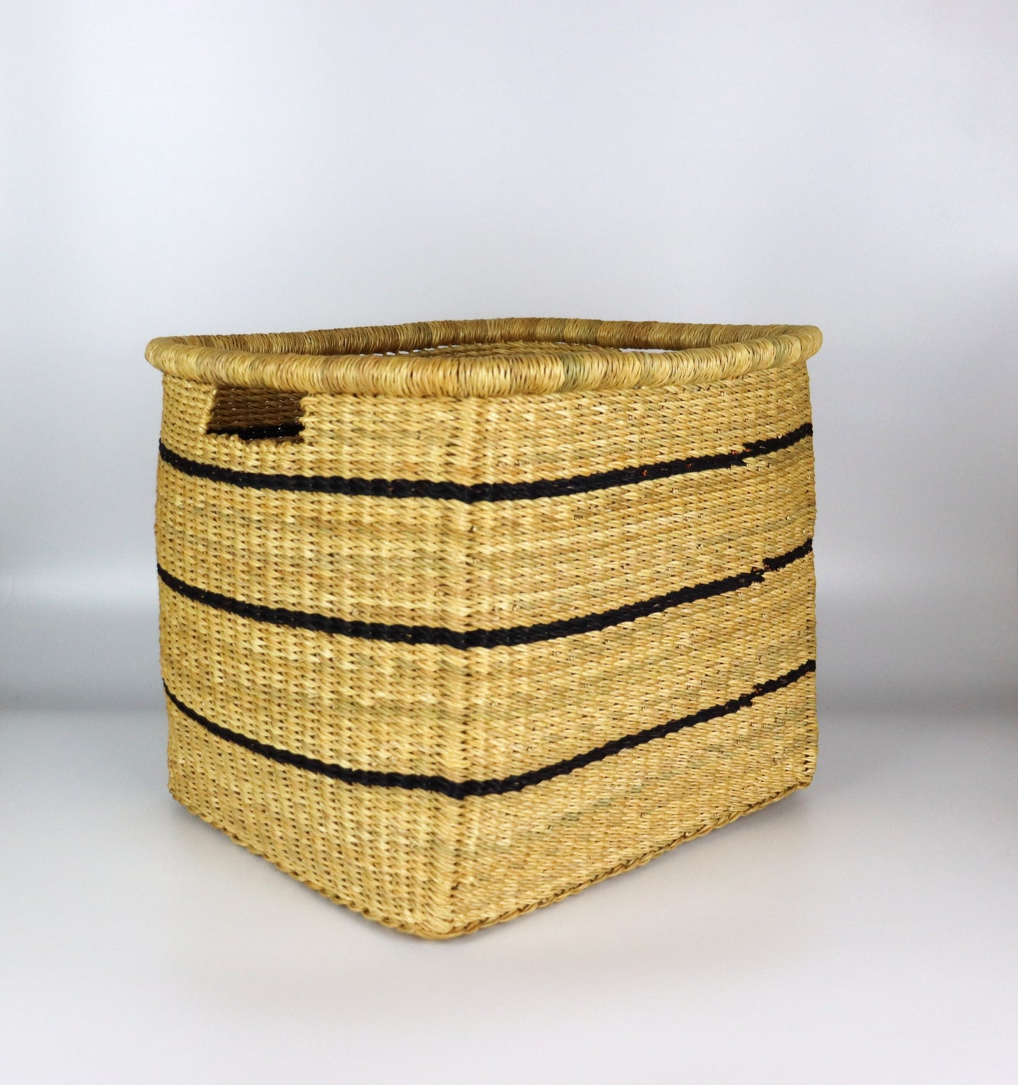 Natural Brown & Black stripes Rectangle Storage Basket