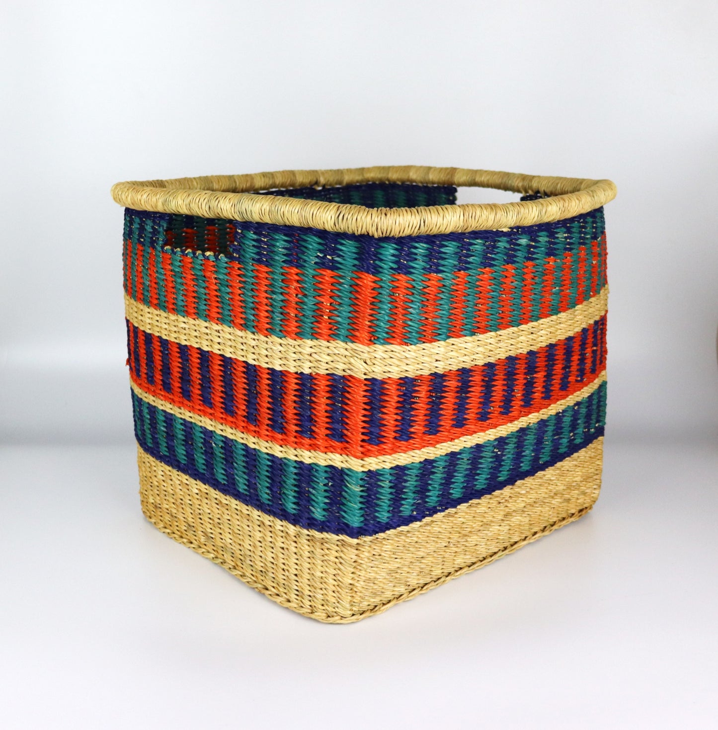 Red, Turquoise, Navy Rectangle Storage Basket