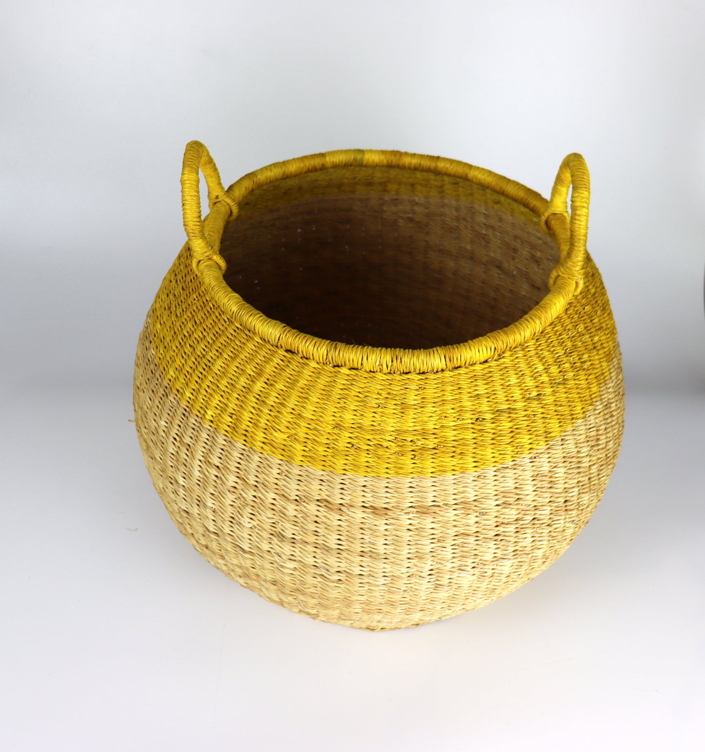 Yellow, Natural Brown Luxurious Pear Shape Storage Basket