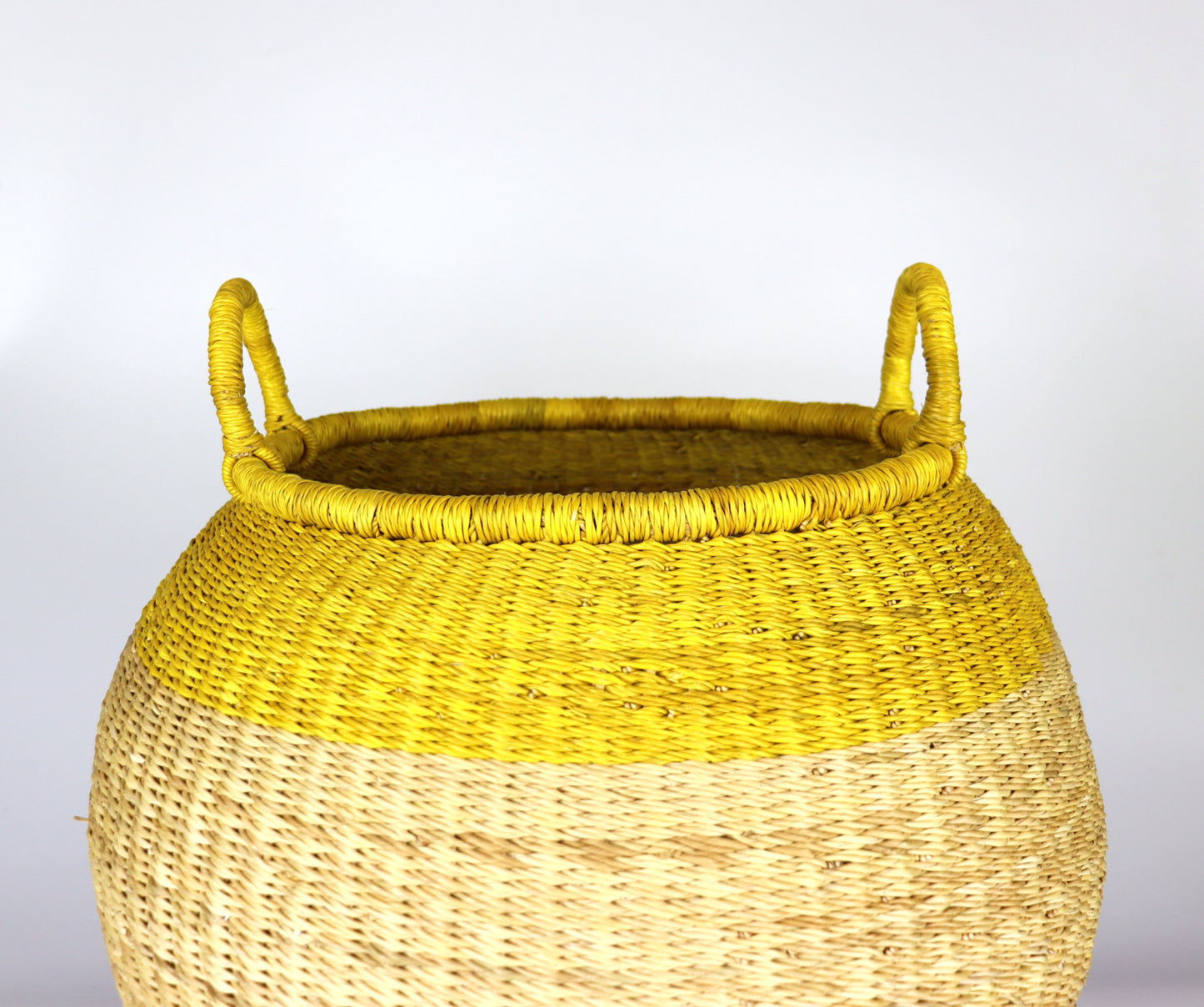 Yellow, Natural Brown Luxurious Pear Shape Storage Basket