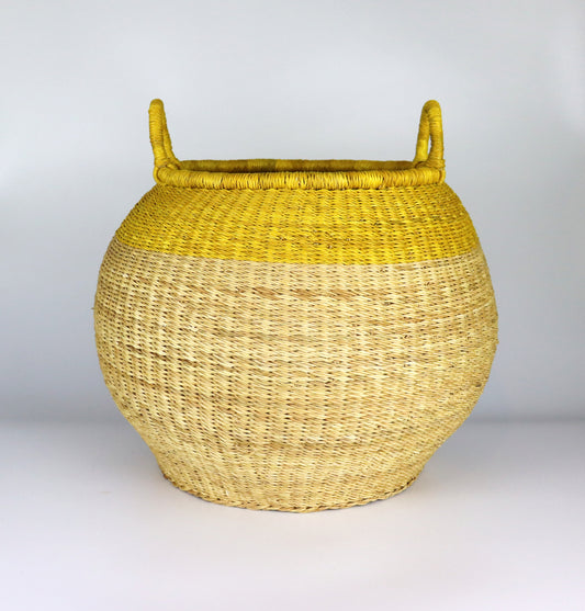 Yellow, Natural Brown Luxurious Pear Shape Storage Basket