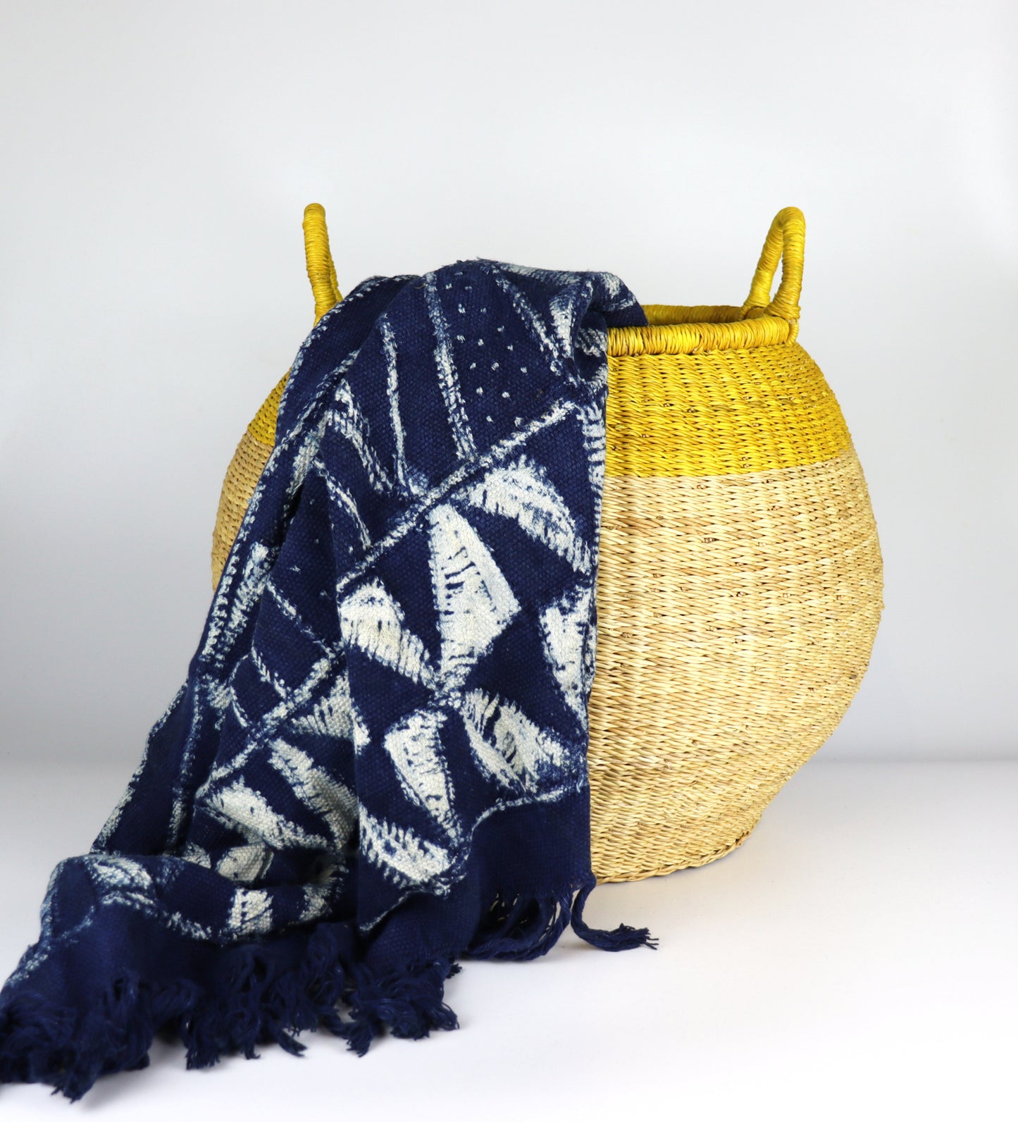 Panier de rangement luxueux en forme de poire, jaune et marron naturel