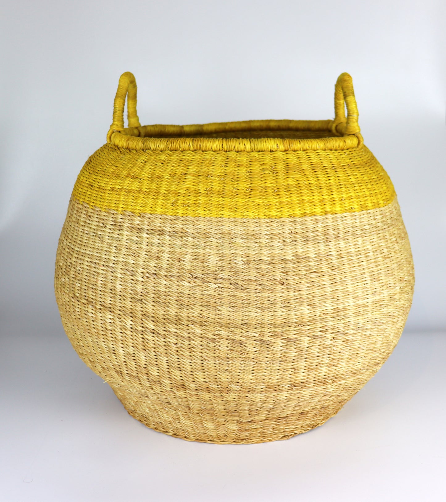 Yellow, Natural Brown Luxurious Pear Shape Storage Basket