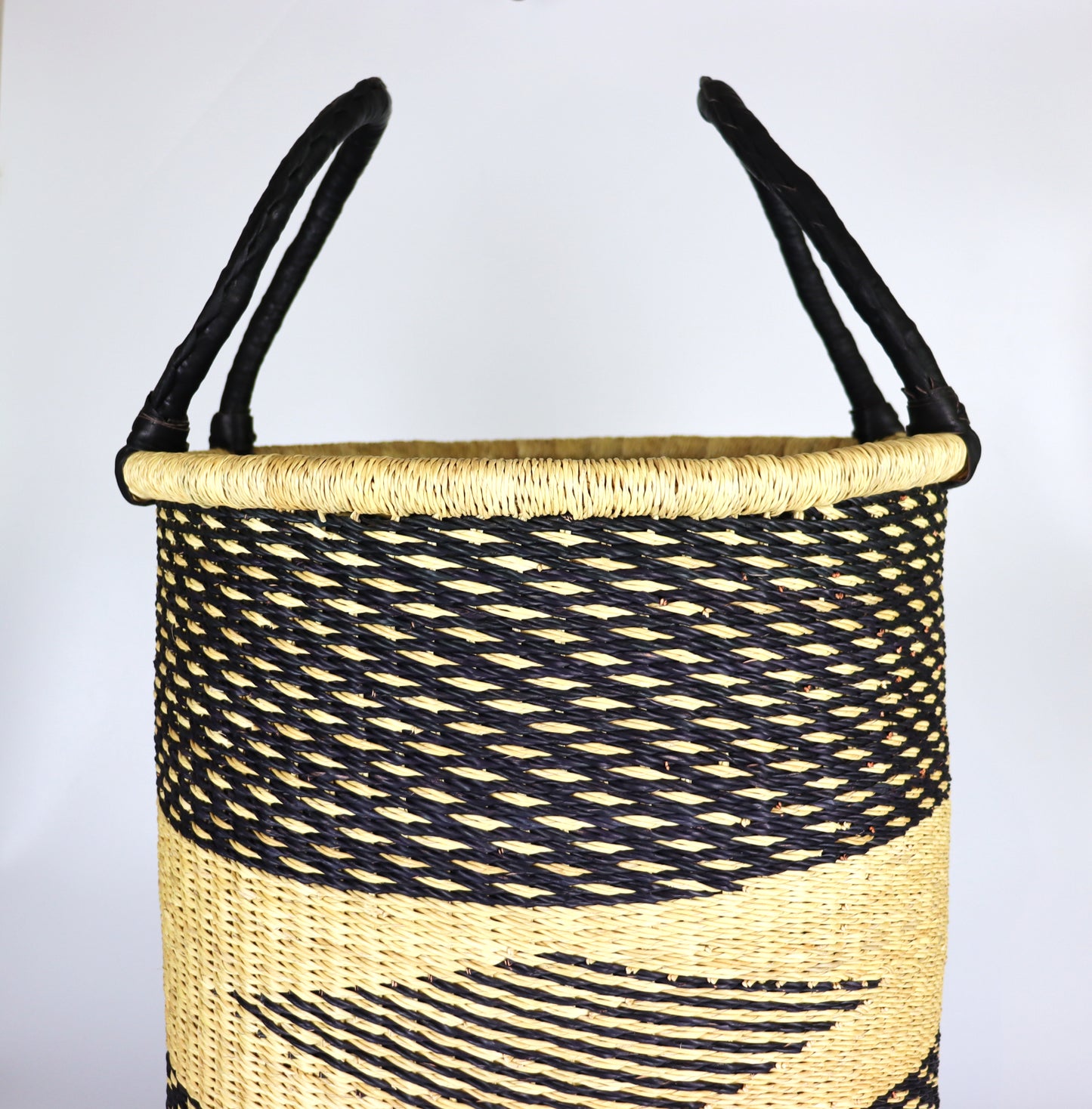 Black, Natural Brown Round Laundry Log basket