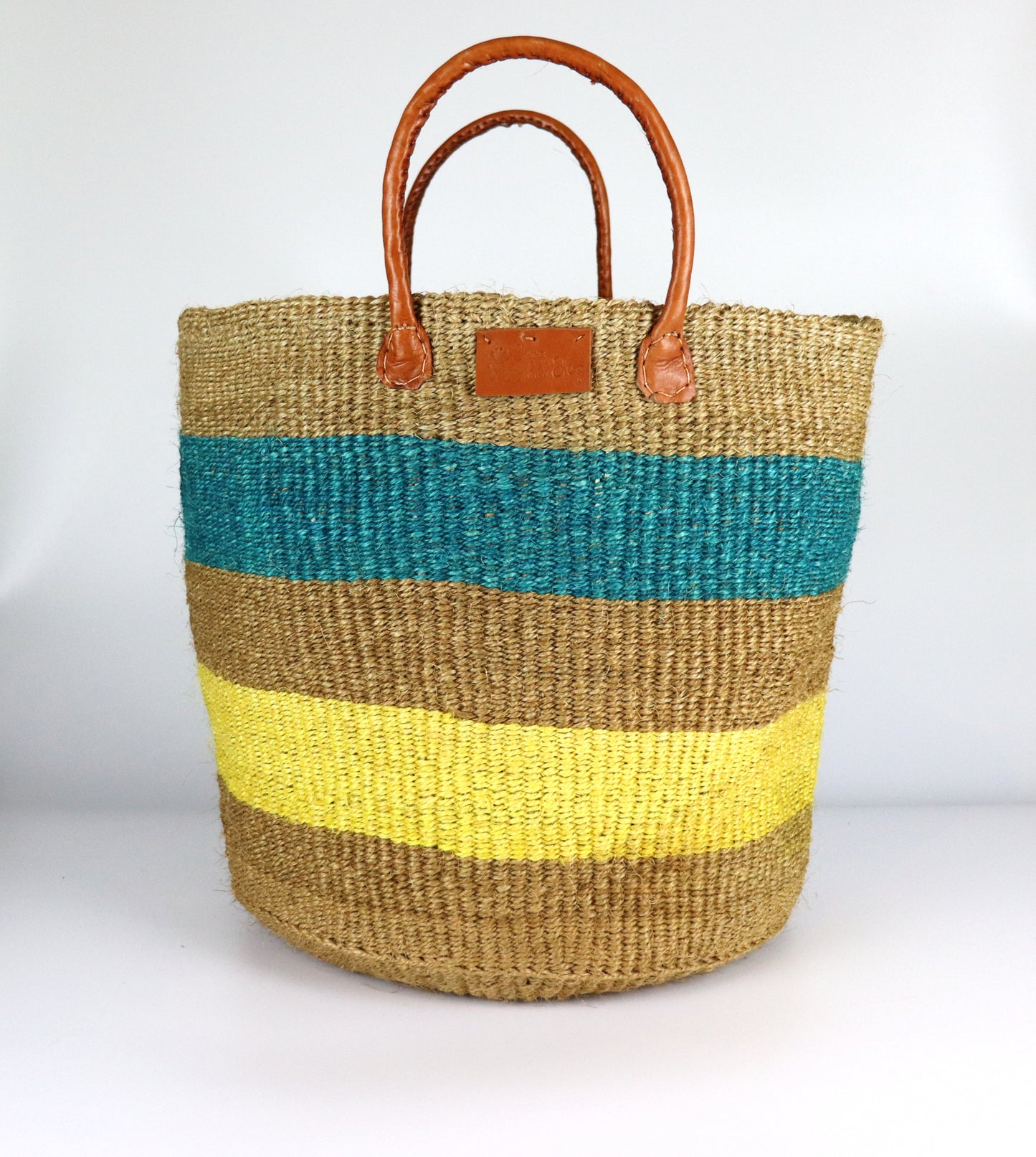 Natural Brown, Orange Stripes Handwoven Tote Bag