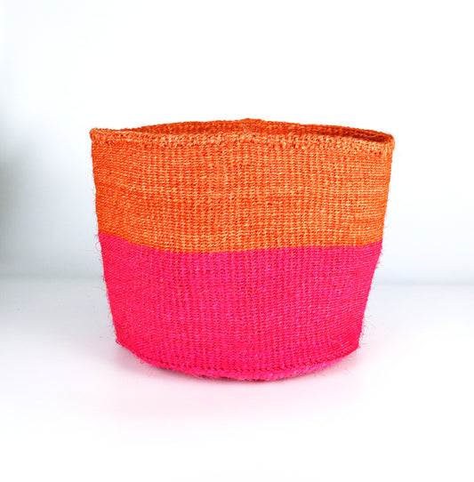 Orange, Pink Handwoven Sisal Basket