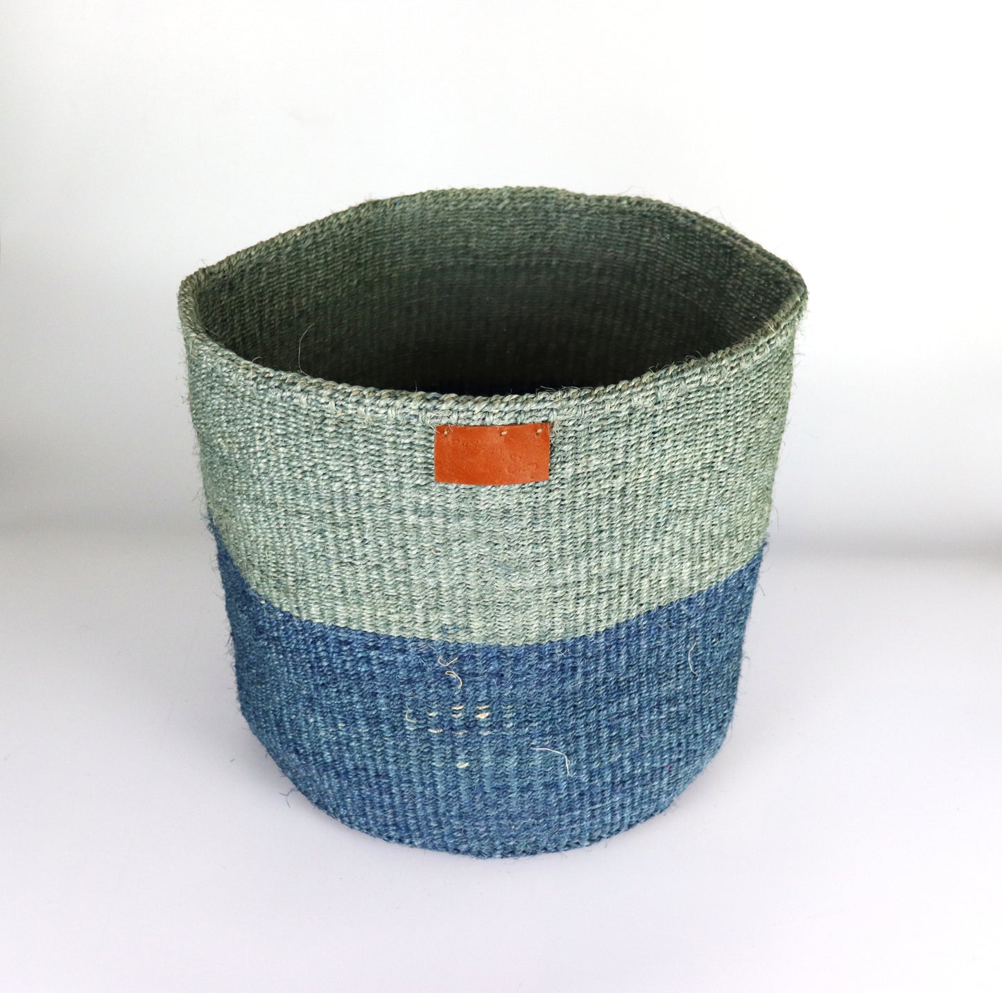 Grey, Blue Handwoven Sisal Basket