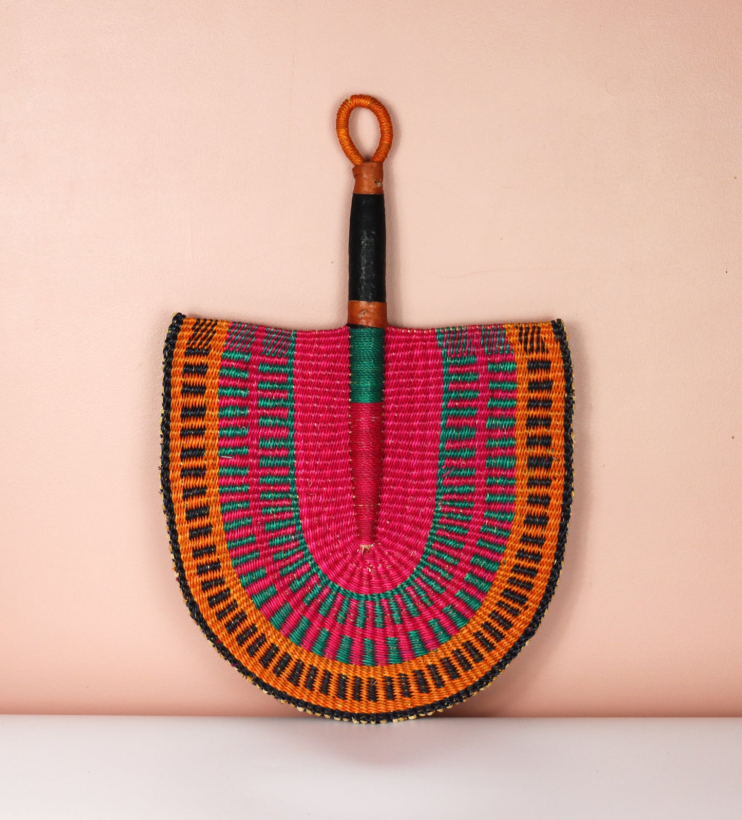 Pink, Turquoise and Orange Bolga fan