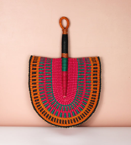 Pink, Turquoise and Orange Bolga fan