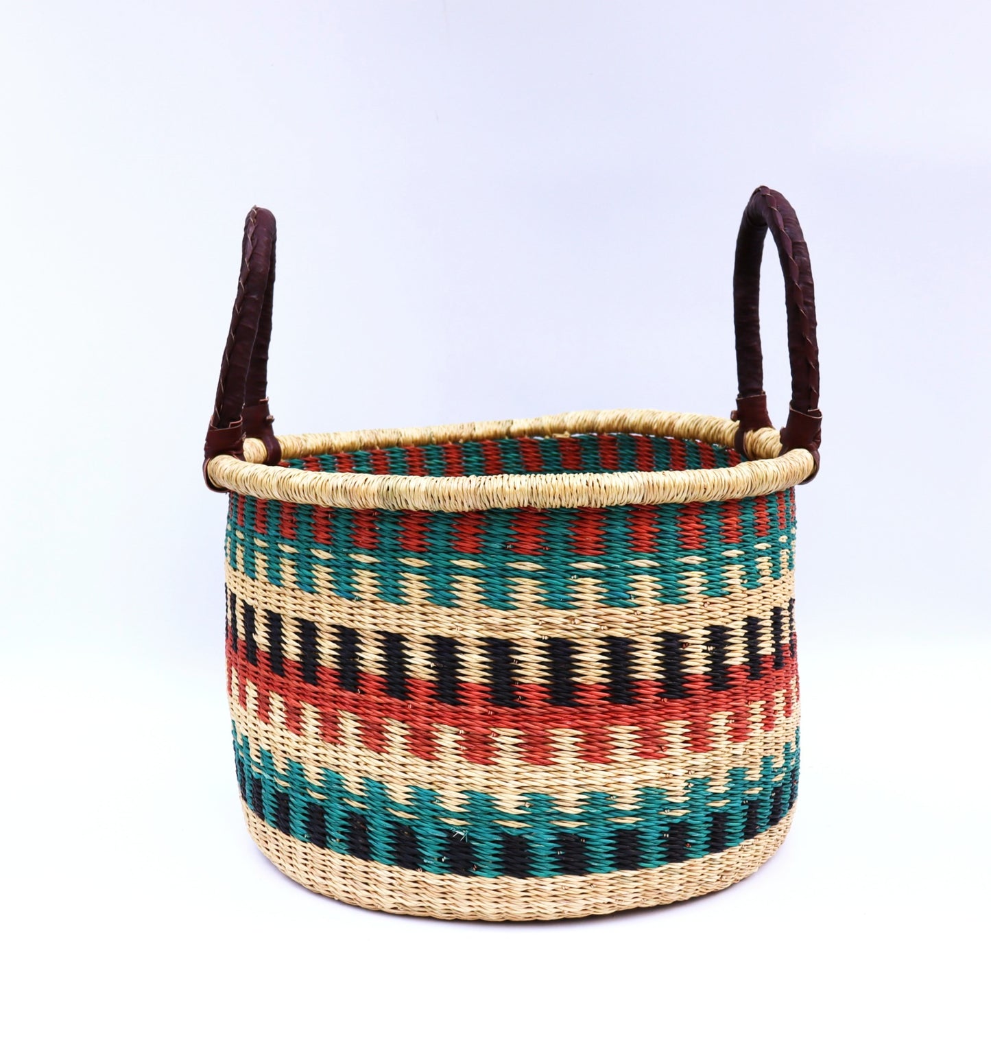 Red, Black, Till, Natural Brown Round Laundry Log basket