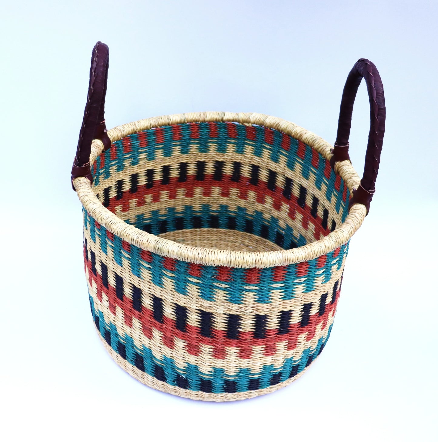 Red, Black, Till, Natural Brown Round Laundry Log basket