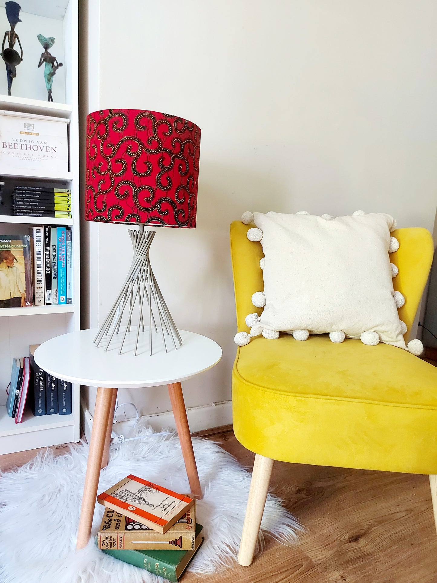 Red Ankara Print Lampshade