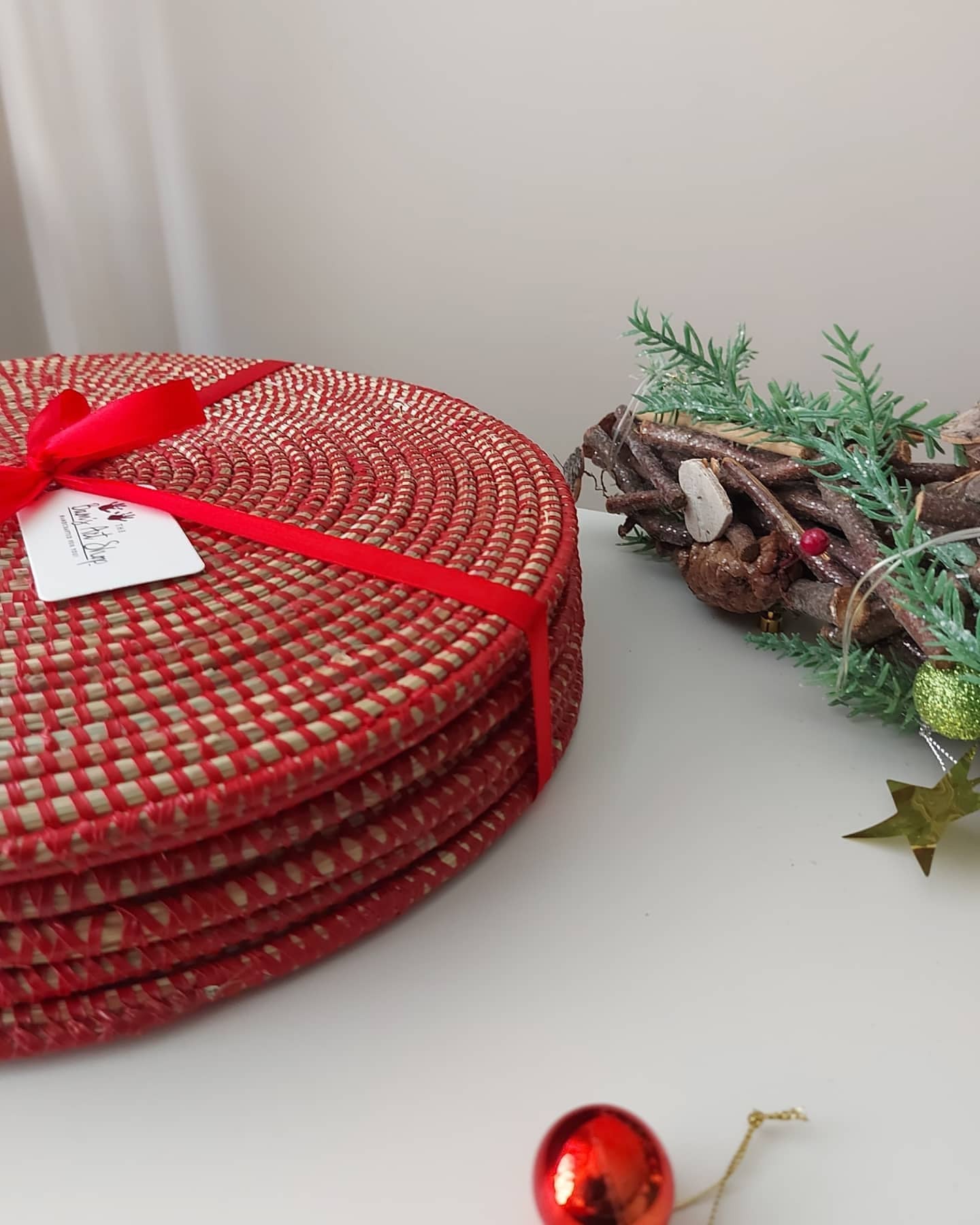 Woven Red Placemats Set of 6